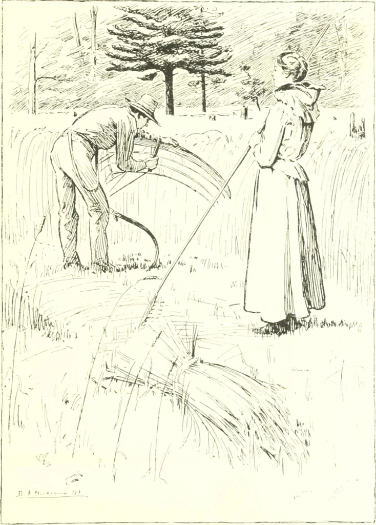 An illustration from Ninety-eight : a calendar for the year 1898; with some drawings suggestive of the everyday life of the past in Canada, 1898, leaf 18