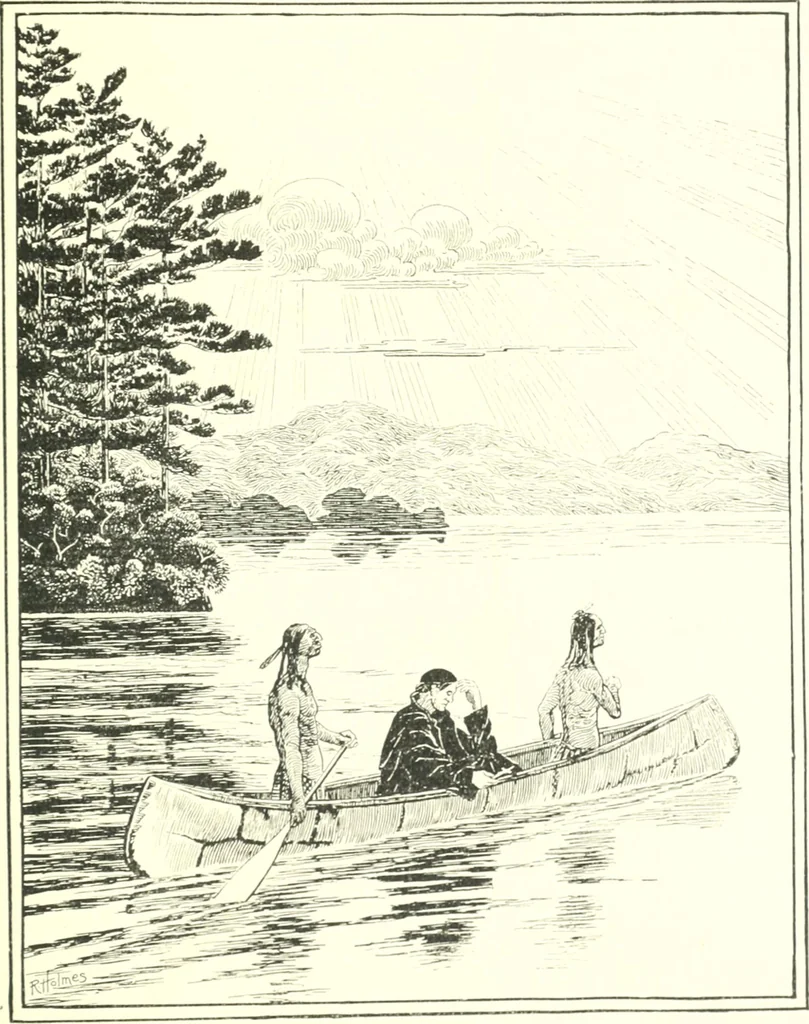 An illustration from Ninety-eight : a calendar for the year 1898; with some drawings suggestive of the everyday life of the past in Canada, 1898, leaf 20