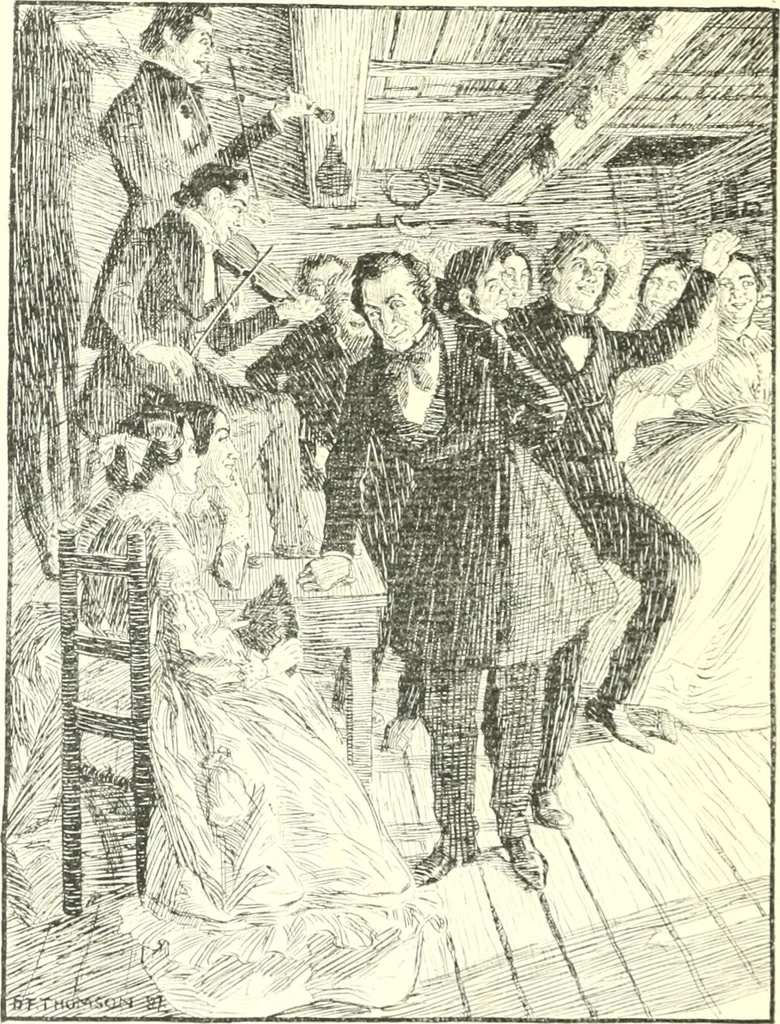 An illustration from Ninety-eight : a calendar for the year 1898; with some drawings suggestive of the everyday life of the past in Canada, 1898, leaf 27