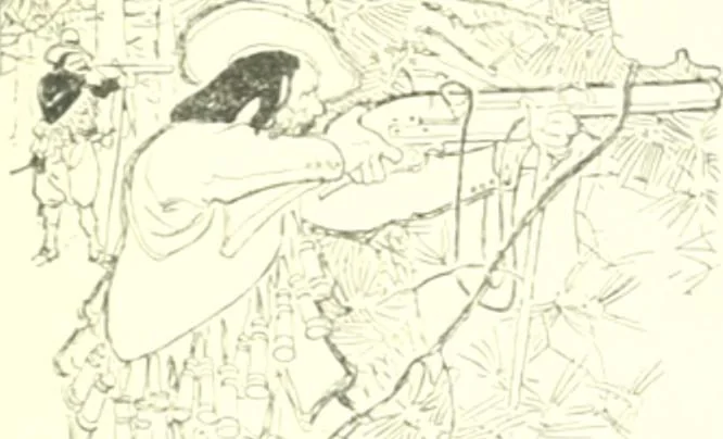 An illustration from Ninety-eight : a calendar for the year 1898; with some drawings suggestive of the everyday life of the past in Canada, 1898, leaf 4