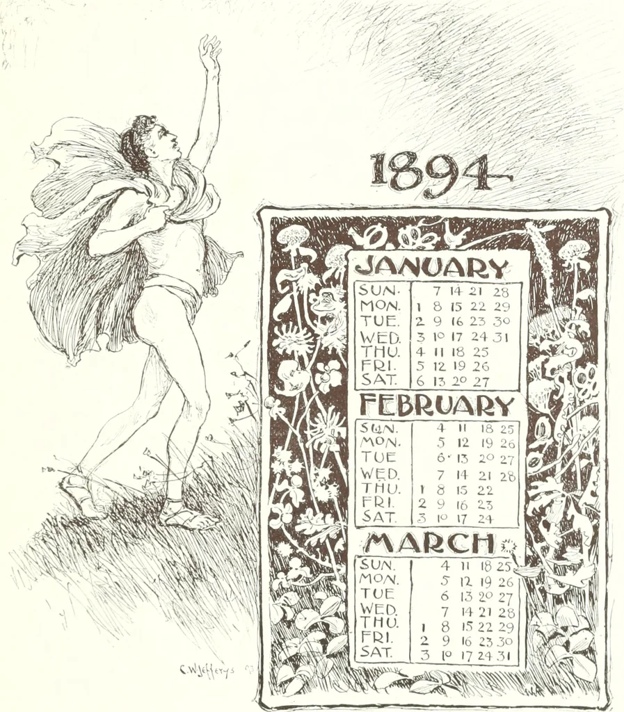 An illustration from Ninety-four : a calendar for the year of Our Lord MDCCCXCIV; with verses by some of the Canadian writers of verse and drawings by members of the Toronto Art Students' League, 1894, leaf 4
