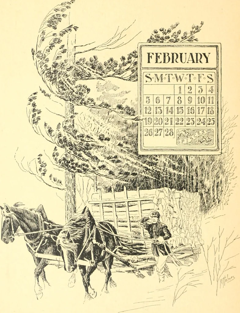 An illustration from Ninety-nine : a calendar for the year 1899; with drawings illustrative of country life in Canada, 1899, leaf 7