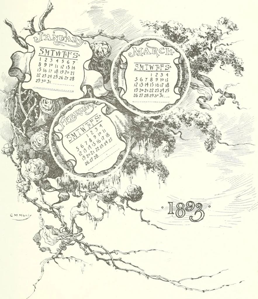 An illustration from Ninety-three : a calendar for the year of our Lord MDCCCXCIII; with verses by some of the Canadian writers of verse and drawings by members of the Toronto Art Students' League, 1893, leaf 4