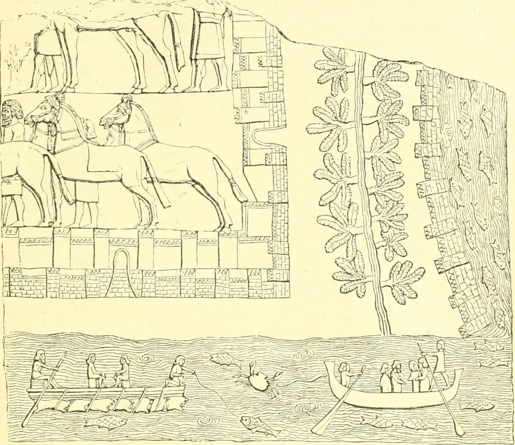 An illustration from Nineveh and Babylon; a narrative of a second expedition to Assyria during the years 1849, 1850, and 1851, 1867, leaf 130