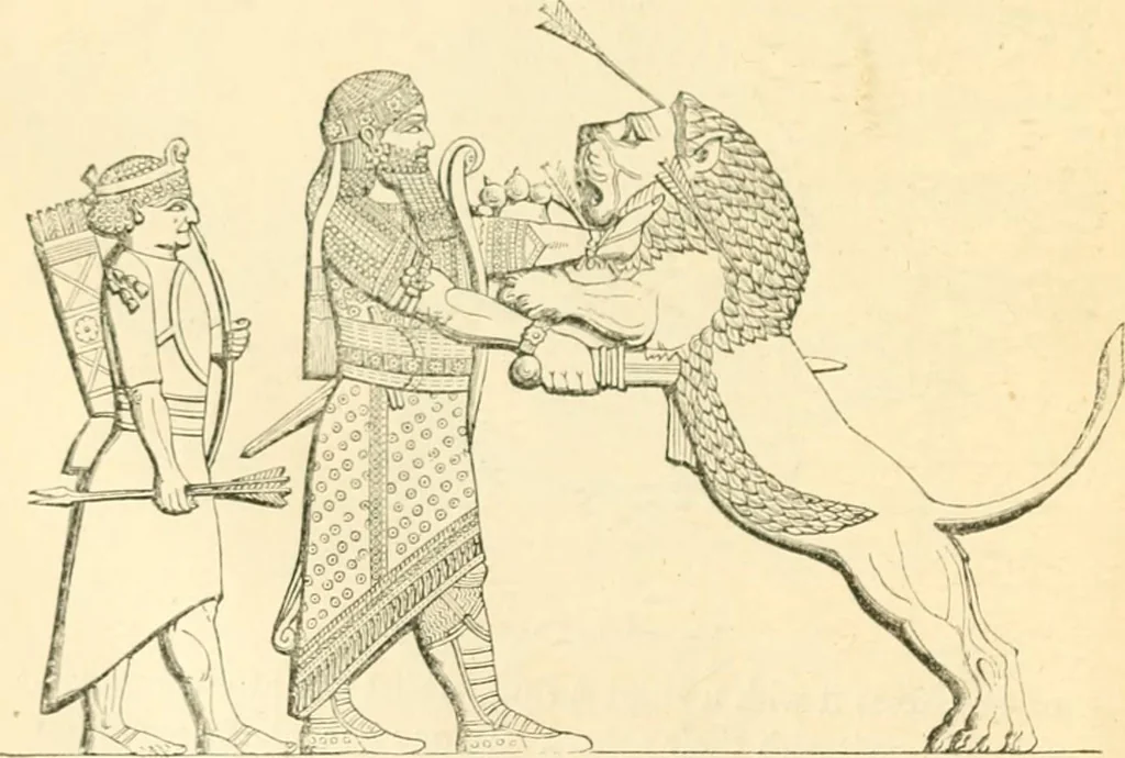 An illustration from Nineveh and Babylon; a narrative of a second expedition to Assyria during the years 1849, 1850, and 1851, 1867, leaf 23