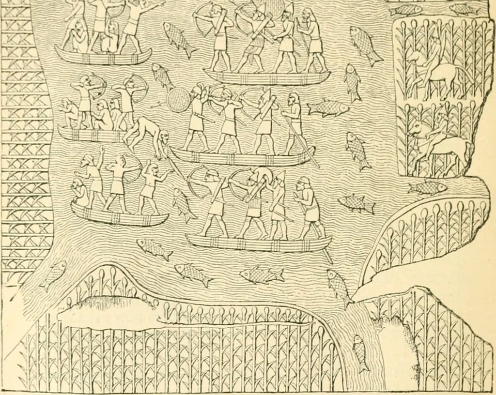 An illustration from Nineveh and Babylon; a narrative of a second expedition to Assyria during the years 1849, 1850, and 1851, 1867, leaf 389