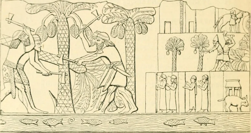 An illustration from Nineveh and Babylon; a narrative of a second expedition to Assyria during the years 1849, 1850, and 1851, 1867, leaf 391