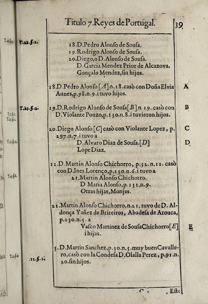 An illustration from Nobiliario del conde de Barcelos don Pedro, hijo del rey don Dionis de Portugal, 1646, leaf 77