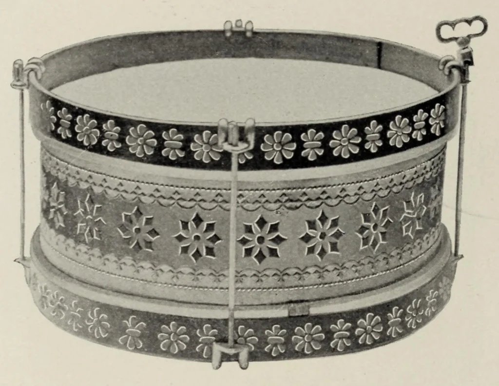 An illustration from Noble & Cooley : Manufacturers of toy drums, banjos, tambourines, zitherns, rolling hoops, etc., 1905, leaf 34