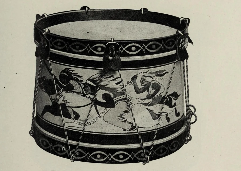 An illustration from Noble & Cooley : Manufacturers of toy drums, banjos, tambourines, zitherns, rolling hoops, sand mills, etc., 1907, leaf 15