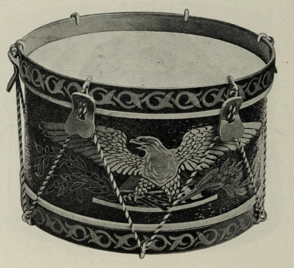An illustration from Noble & Cooley : Manufacturers of toy drums, banjos, tambourines, zitherns, rolling hoops, sand mills, etc., 1907, leaf 30