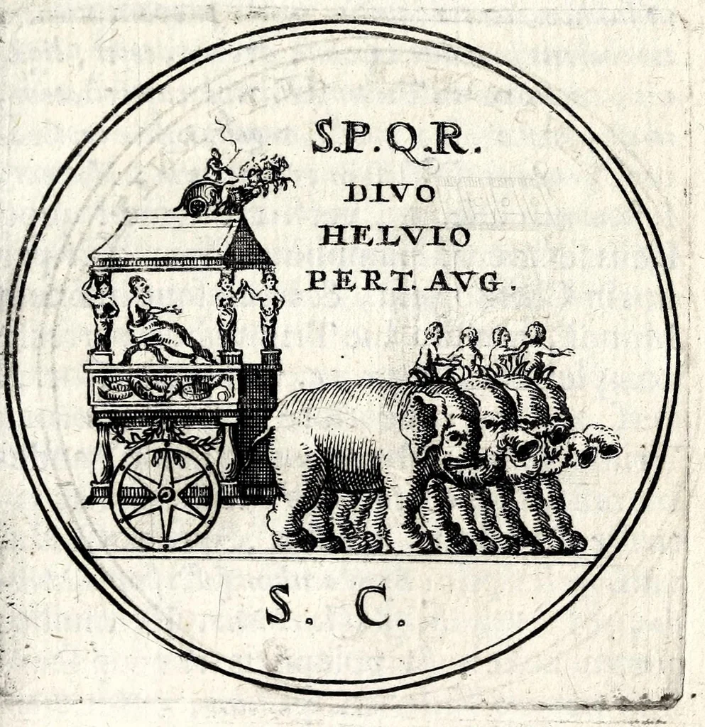 An illustration from Noctes granzovianae, seu, Discursus panegyricus de antiquis triumphis, in publicum tam ecclesiarum quàm politiarum usum, 1661, leaf 341