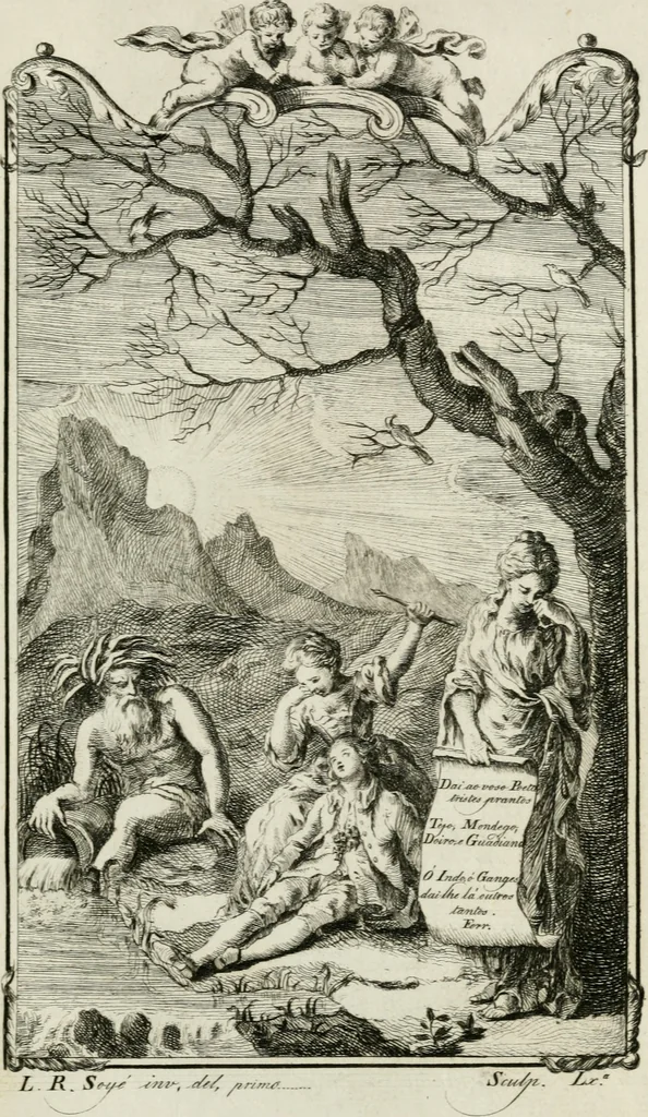 An illustration from Noites jozephinas de Mirtilo : sobre a infausta morte do Serenissimo Senhor D. Joze Principe do Brazil, dedicadas ao consterna do povo luzitano, 1790, leaf 12