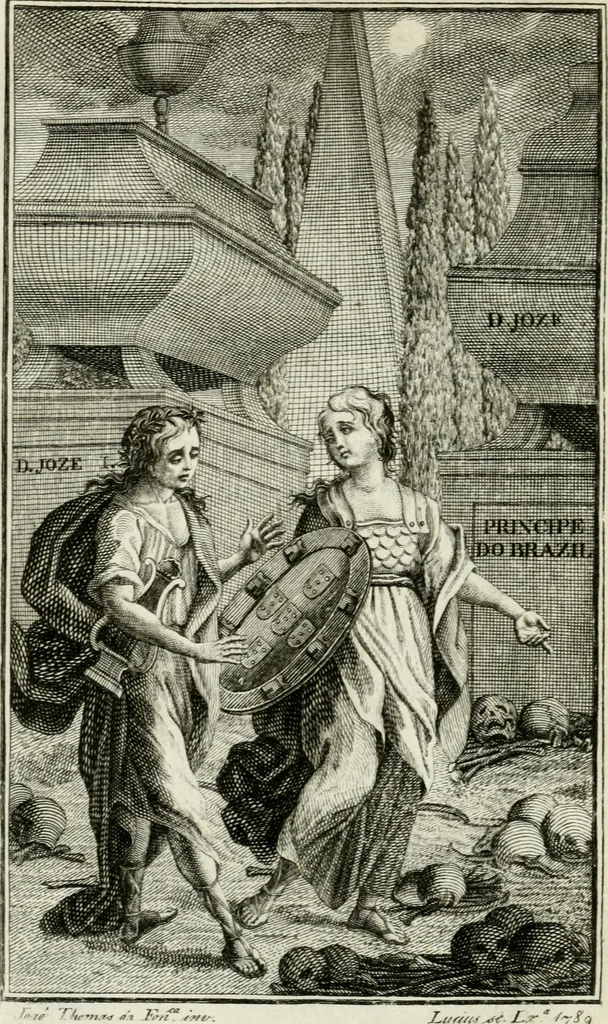 An illustration from Noites jozephinas de Mirtilo : sobre a infausta morte do Serenissimo Senhor D. Joze Principe do Brazil, dedicadas ao consterna do povo luzitano, 1790, leaf 35