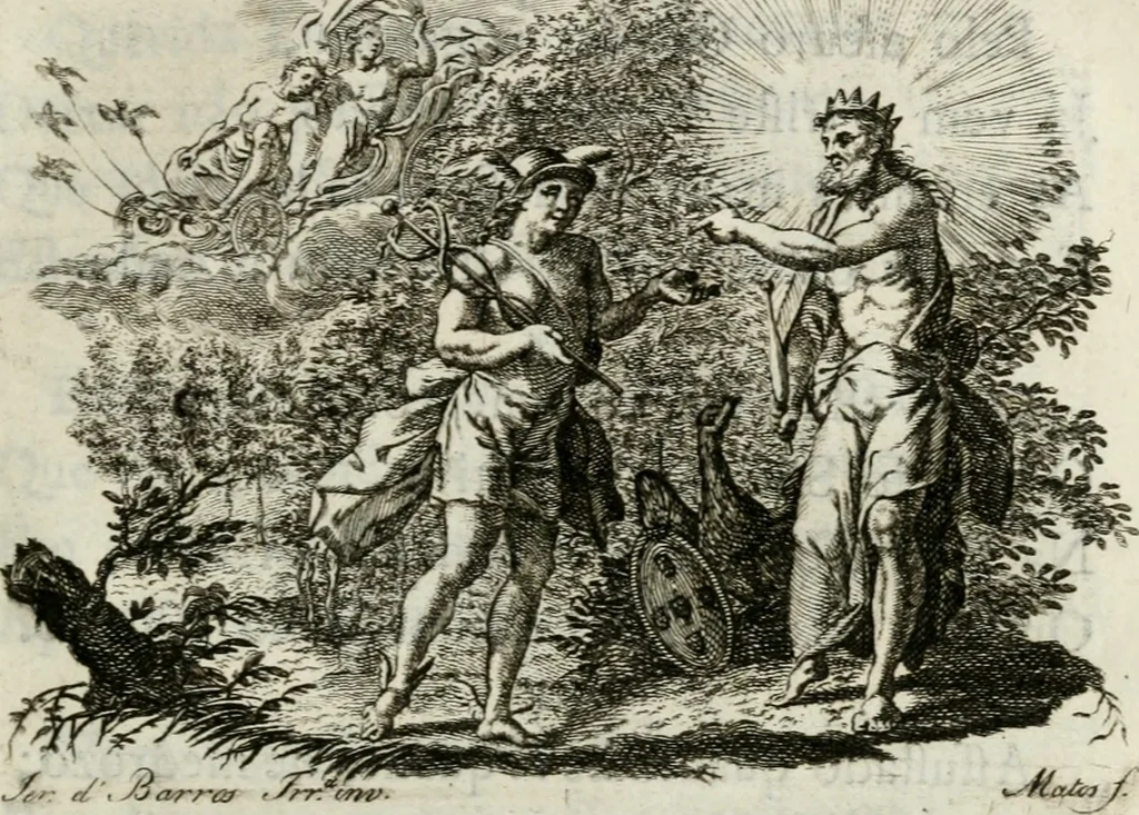 An illustration from Noites jozephinas de Mirtilo : sobre a infausta morte do Serenissimo Senhor D. Joze Principe do Brazil, dedicadas ao consterna do povo luzitano, 1790, leaf 36