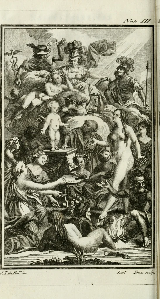 An illustration from Noites jozephinas de Mirtilo : sobre a infausta morte do Serenissimo Senhor D. Joze Principe do Brazil, dedicadas ao consterna do povo luzitano, 1790, leaf 69