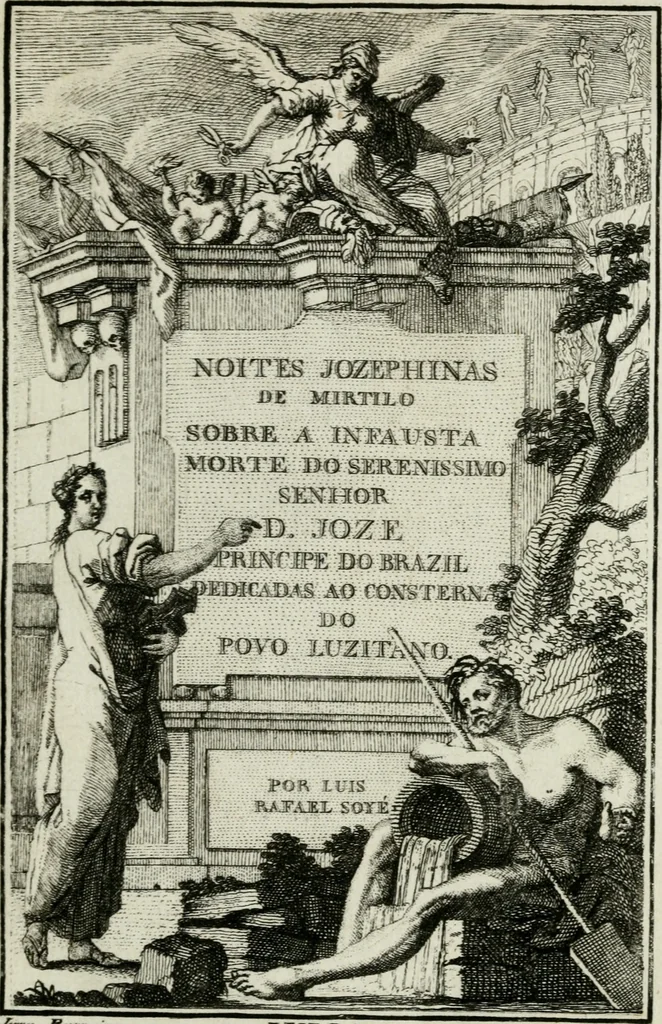 An illustration from Noites jozephinas de Mirtilo : sobre a infausta morte do Serenissimo Senhor D. Joze Principe do Brazil, dedicadas ao consterna do povo luzitano, 1790, leaf 8