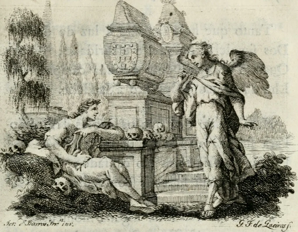 An illustration from Noites jozephinas de Mirtilo : sobre a infausta morte do Serenissimo Senhor D. Joze Principe do Brazil, dedicadas ao consterna do povo luzitano, 1790, leaf 90