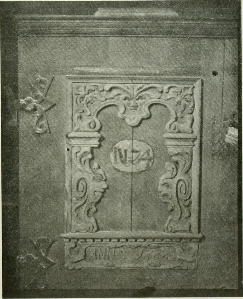An illustration from Norges kirker i det 16de og 17de aarhundrede, 1911, leaf 104