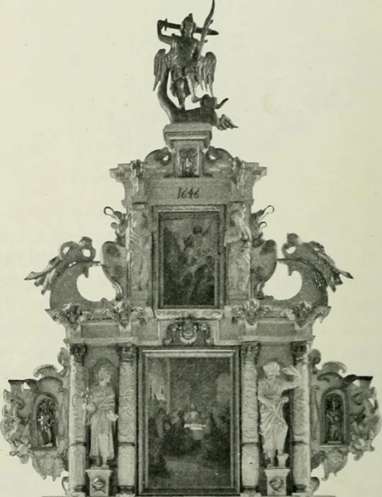 An illustration from Norges kirker i det 16de og 17de aarhundrede, 1911, leaf 107