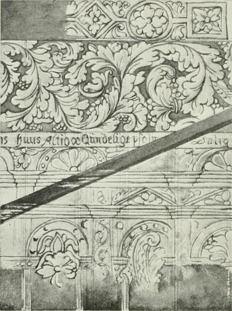 An illustration from Norges kirker i det 16de og 17de aarhundrede, 1911, leaf 145