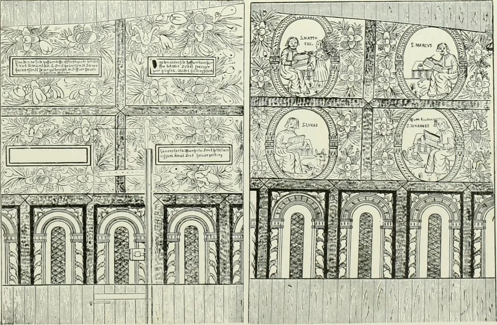 An illustration from Norges kirker i det 16de og 17de aarhundrede, 1911, leaf 148