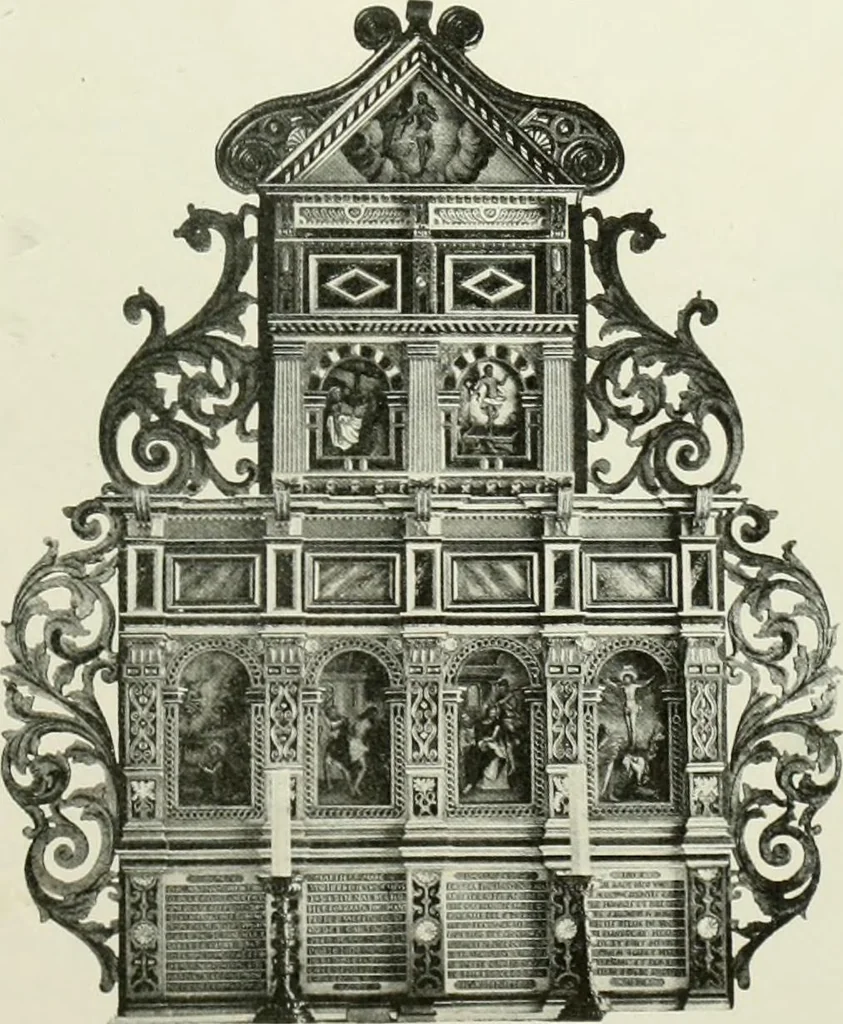 An illustration from Norges kirker i det 16de og 17de aarhundrede, 1911, leaf 48