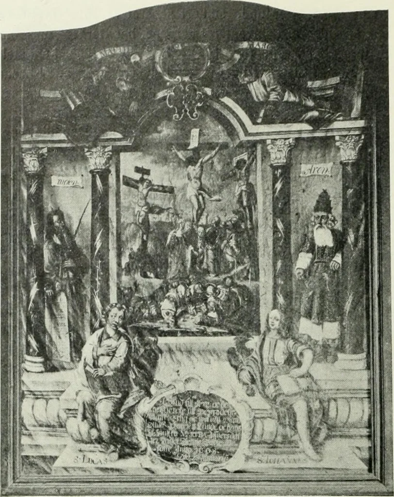 An illustration from Norges kirker i det 16de og 17de aarhundrede, 1911, leaf 93
