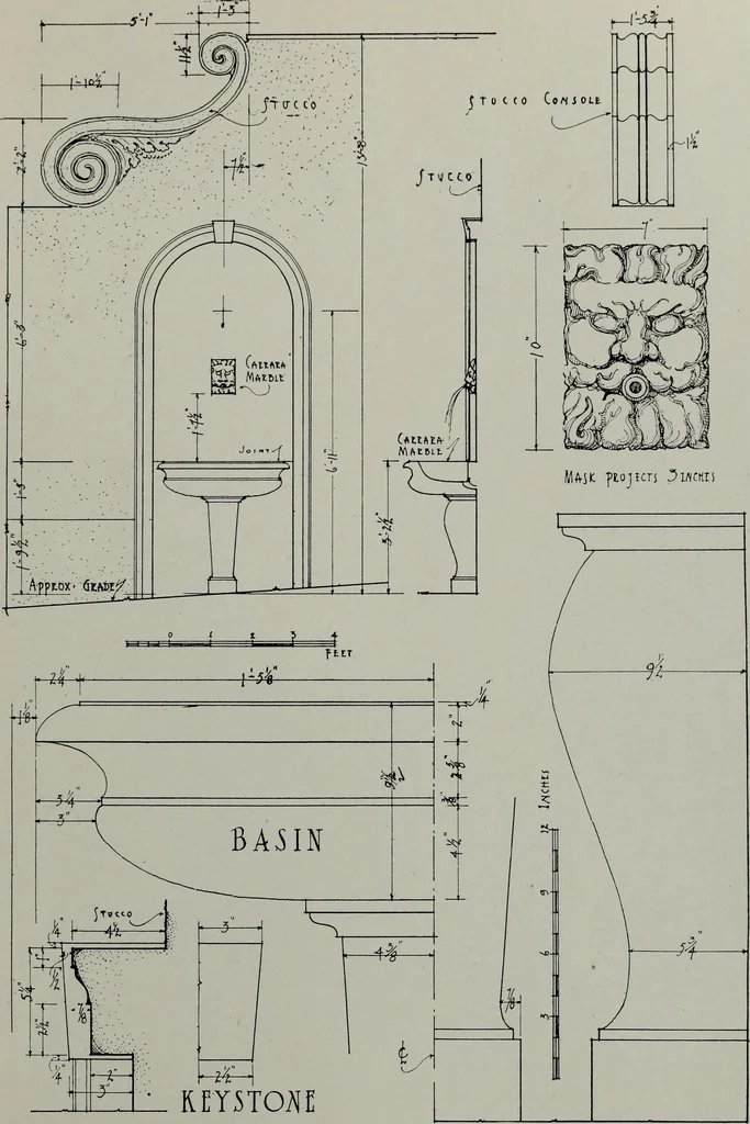 An illustration from Northern Italian details;, 1916, leaf 136