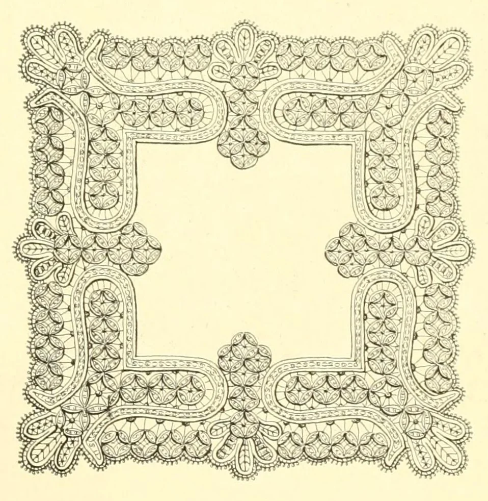 An illustration from Norwegian drawn work (Hardanger), 1905, leaf 18