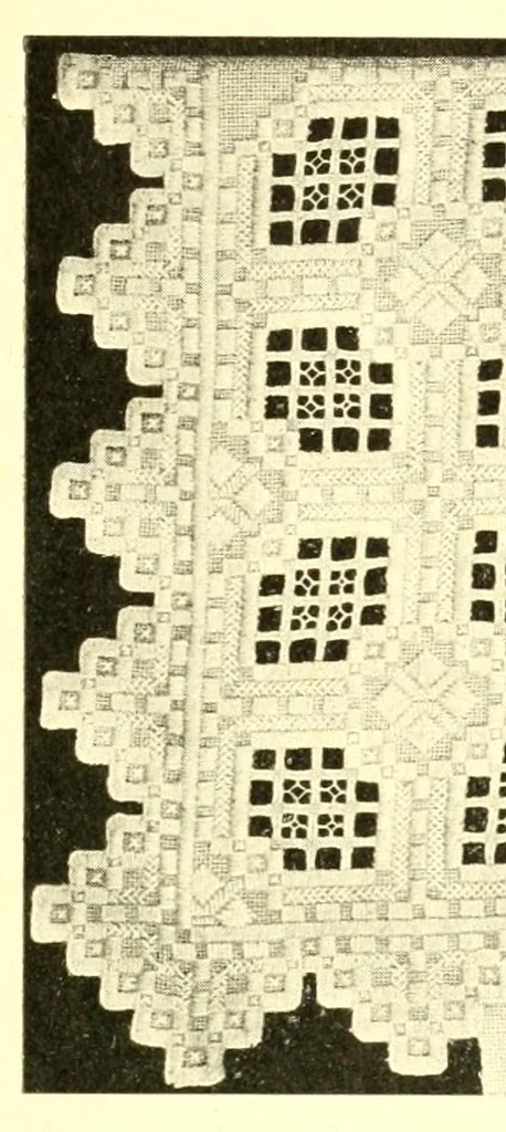 An illustration from Norwegian drawn work (Hardanger), 1905, leaf 19