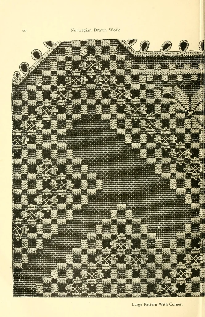 An illustration from Norwegian drawn work (Hardanger), 1905, leaf 24