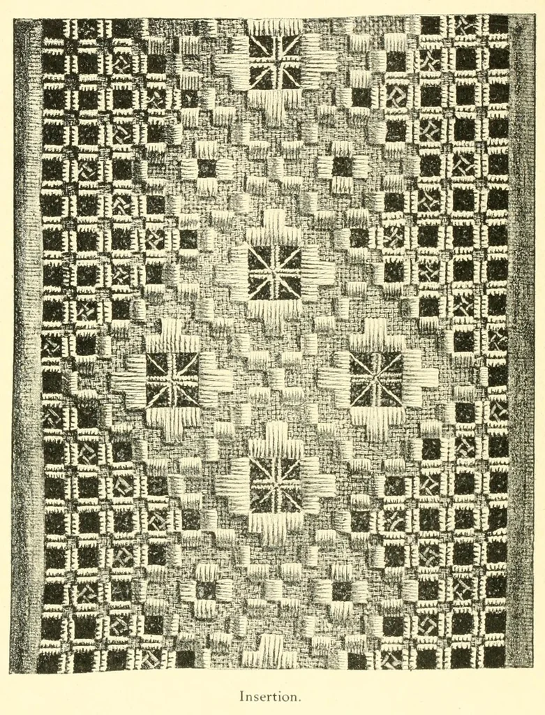 An illustration from Norwegian drawn work (Hardanger), 1905, leaf 26