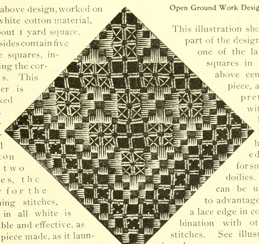 An illustration from Norwegian drawn work (Hardanger), 1905, leaf 31