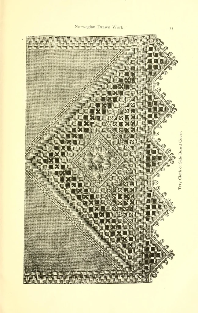 An illustration from Norwegian drawn work (Hardanger), 1905, leaf 35