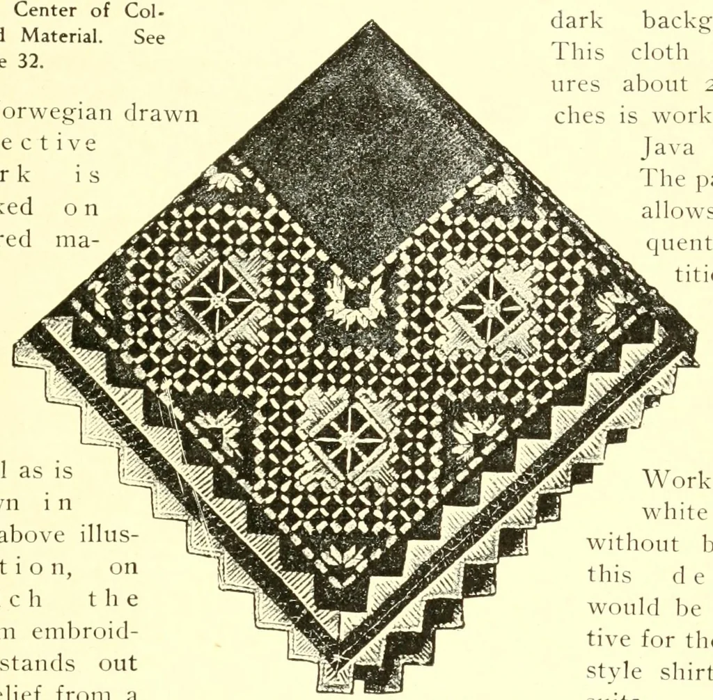 An illustration from Norwegian drawn work (Hardanger), 1905, leaf 37