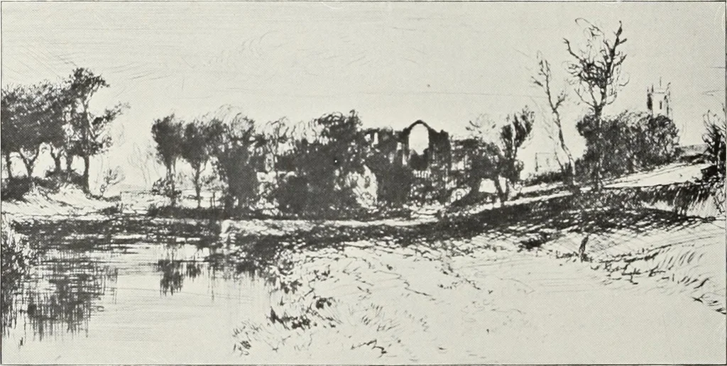 An illustration from The Norwich school of painting : being a full account of the Norwich exhibitions, the lives of the painters, the lists of their respecitve exhibits and descriptions of the pictures, 1905, leaf 595