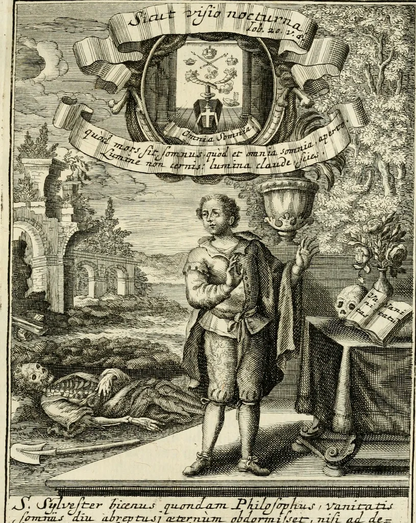 An illustration from Peripateticus nostri temporis, seu, Philosophus discursivus : in biennali cursu, per discursus symbolico-physicos, ad discursum, juxta sanctorum philosophorum exempla, piè curiosum instructus .., 1724, leaf 152