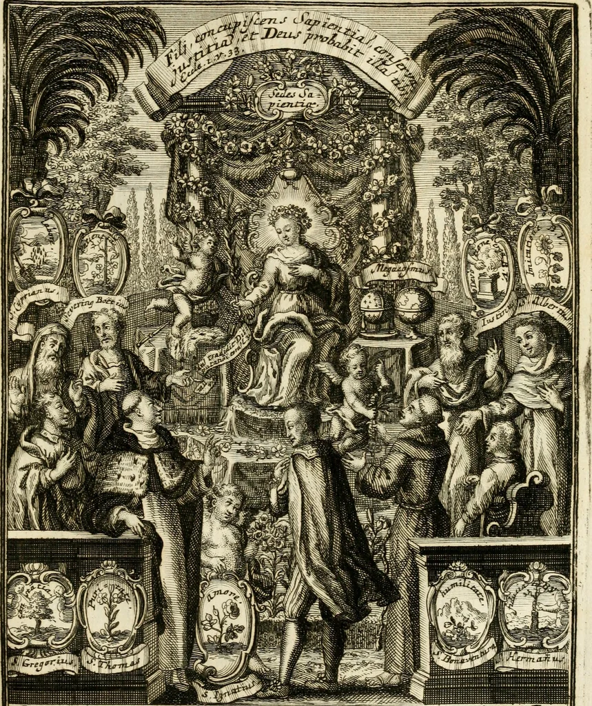 An illustration from Peripateticus nostri temporis, seu, Philosophus discursivus : in biennali cursu, per discursus symbolico-physicos, ad discursum, juxta sanctorum philosophorum exempla, piè curiosum instructus .., 1724, leaf 274