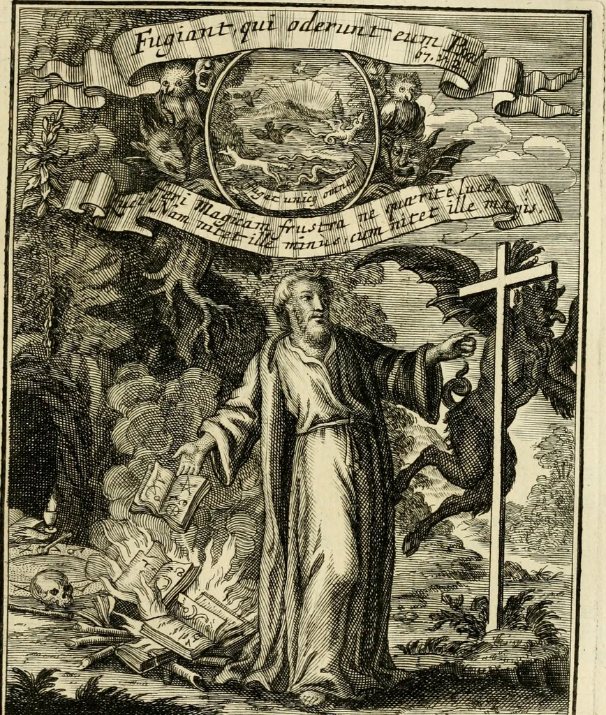An illustration from Peripateticus nostri temporis, seu, Philosophus discursivus : in biennali cursu, per discursus symbolico-physicos, ad discursum, juxta sanctorum philosophorum exempla, piè curiosum instructus .., 1724, leaf 344