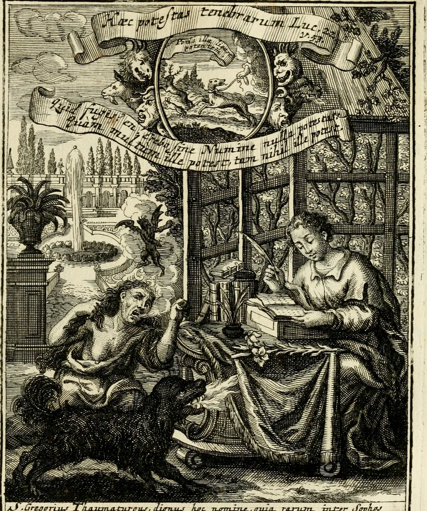An illustration from Peripateticus nostri temporis, seu, Philosophus discursivus : in biennali cursu, per discursus symbolico-physicos, ad discursum, juxta sanctorum philosophorum exempla, piè curiosum instructus .., 1724, leaf 370