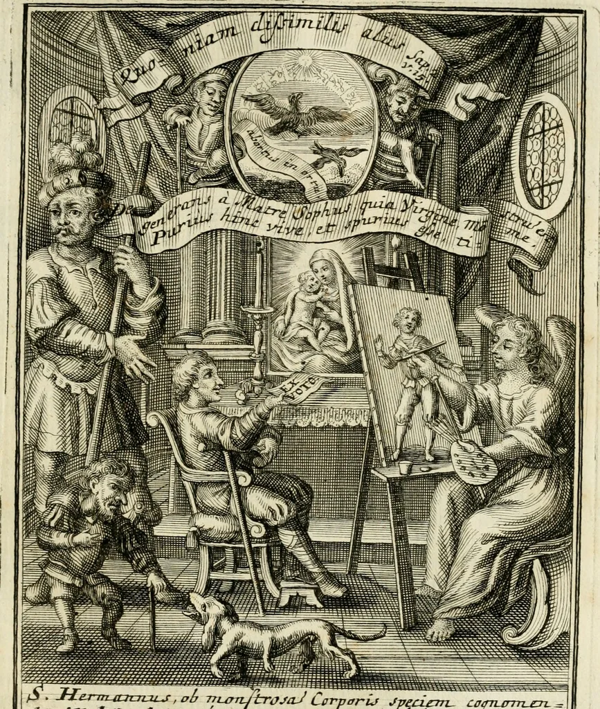 An illustration from Peripateticus nostri temporis, seu, Philosophus discursivus : in biennali cursu, per discursus symbolico-physicos, ad discursum, juxta sanctorum philosophorum exempla, piè curiosum instructus .., 1724, leaf 480