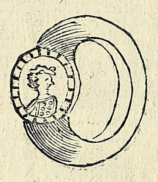 An illustration from Note overo memorie del museo del conte Lodovico Moscardo : nobile veronese uno de padri nell'Accademia filarmonica, dal medesimo descritte in trè libri : nel primo si discorre delle cose antiche, che in dette museo si ritrouano : nel secondo delle pietre, minerali, e terre : nel terzo de corali, conchiglie, animali, frutti, & altre cose in quello contenute ... : con l'aggiunta in questa seconda impressione della seconda parte delle stesso autore, accresciuta di cose spettanti particolarmente all'antichità : con l'indice d'vna gran parte delle sue medaglie, & pitture, come anco delli ritratti de prencipi, & altri illustri huomini, così in arme, come in lettere, 1672, leaf 432
