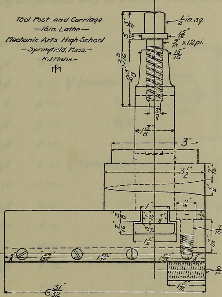 An illustration from Notes for mechanical drawing; arranged for the use of the students of the Mechanic arts high school and the Evening school of trades, 1904, leaf 104
