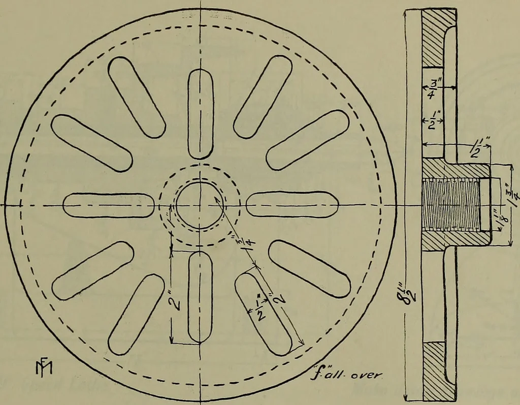 An illustration from Notes for mechanical drawing; arranged for the use of the students of the Mechanic arts high school and the Evening school of trades, 1904, leaf 116