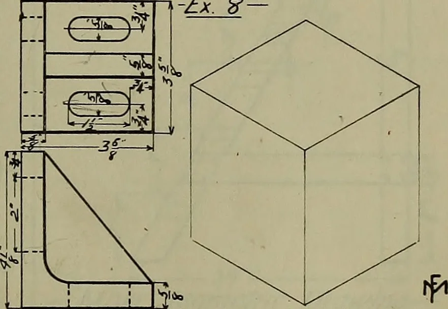 An illustration from Notes for mechanical drawing; arranged for the use of the students of the Mechanic arts high school and the Evening school of trades, 1904, leaf 132