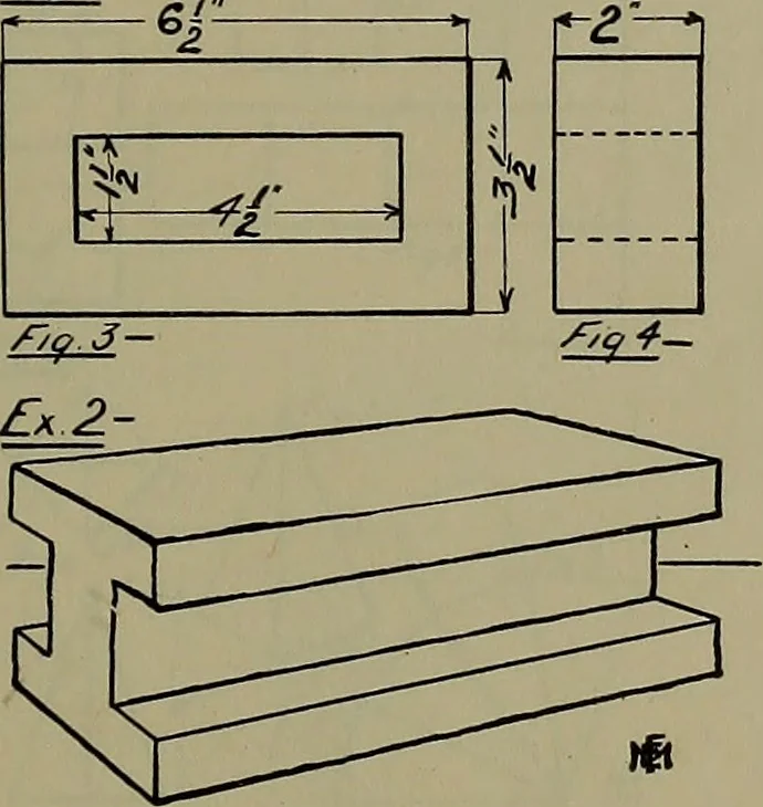 An illustration from Notes for mechanical drawing; arranged for the use of the students of the Mechanic arts high school and the Evening school of trades, 1904, leaf 16