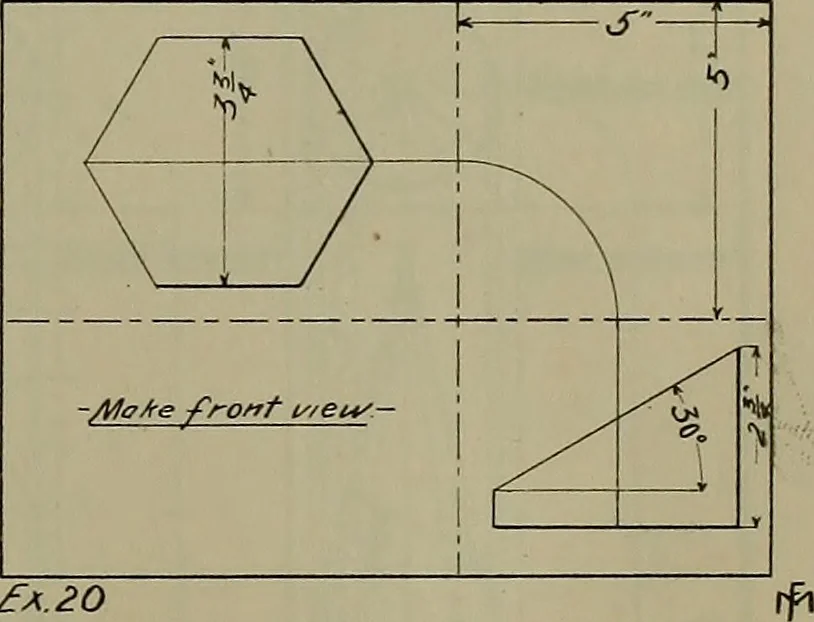 An illustration from Notes for mechanical drawing; arranged for the use of the students of the Mechanic arts high school and the Evening school of trades, 1904, leaf 26