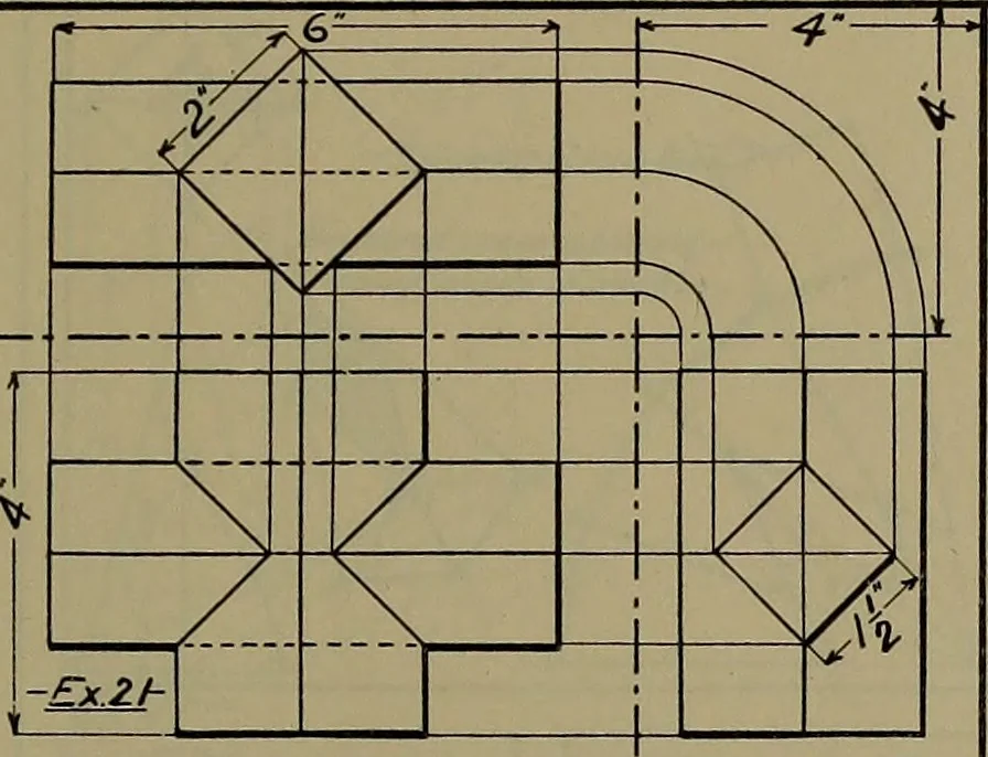 An illustration from Notes for mechanical drawing; arranged for the use of the students of the Mechanic arts high school and the Evening school of trades, 1904, leaf 28