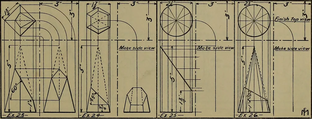 An illustration from Notes for mechanical drawing; arranged for the use of the students of the Mechanic arts high school and the Evening school of trades, 1904, leaf 28